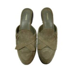 Frame Leather Green Mules Slip On Shoes Size 40 / 9 to 9.5 US Pre-Owned